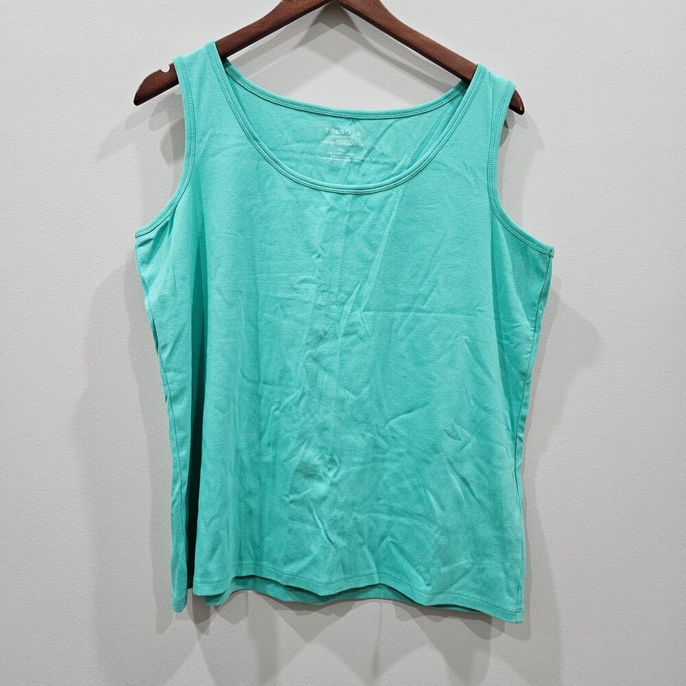 Talbots Womens Stretch Weekend Tank Sze 2XP Aqua Cotton Casual Vacation Everyday